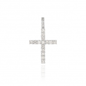 White Gold Diamond Cross Pendant 1.07ct TDW
